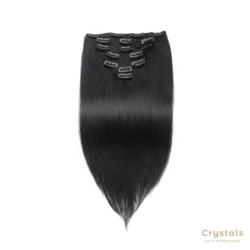 Jet Black Straight Clip In Hair Extensions - Image 6